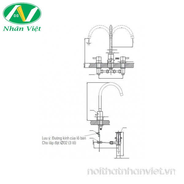 Vòi lavabo Inax LFV-7000B nóng lạnh 3 lỗ-0