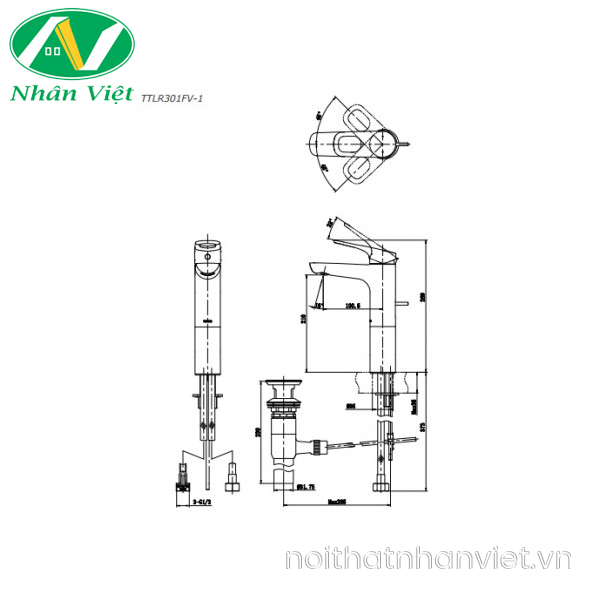 Vòi lavabo Toto TTLR301FV-1 nóng lạnh cổ cao-0