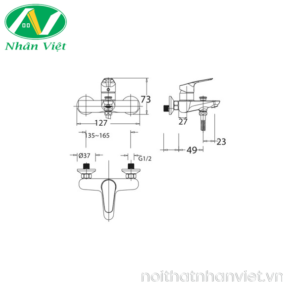 Vòi sen tắm American Standard WF-0311 Cygnet gắn tường nóng lạnh-0