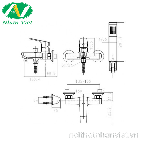 Vòi sen tắm American Standard WF-0411 Concept Square nóng lạnh-0