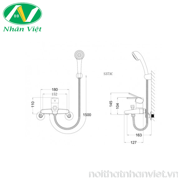 Vòi sen tắm CAESAR S373C nóng lạnh tay 1 chế độ-0