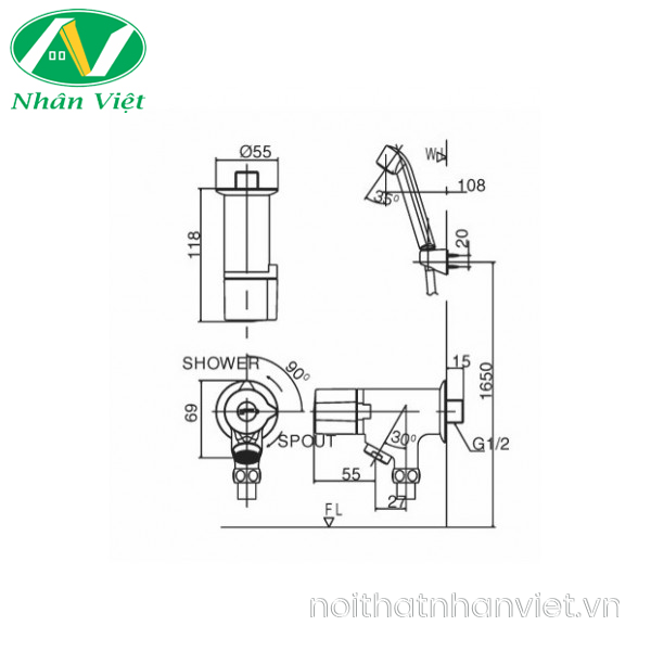 Vòi sen tắm INAX BFV-10-1C lạnh tay sen massage-0