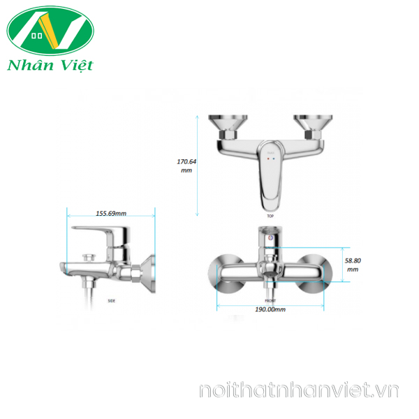 Vòi sen tắm Inax BFV-1113S-4C nóng lạnh tay sen mạ-0