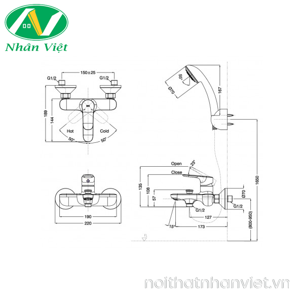 Vòi sen tắm Inax BFV-1403S-4C nóng lạnh-0