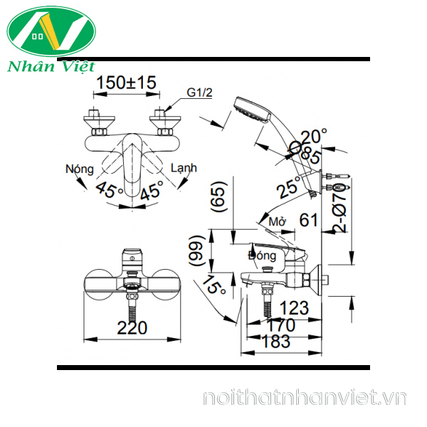 Vòi sen tắm Inax BFV-2003S nóng lạnh-0