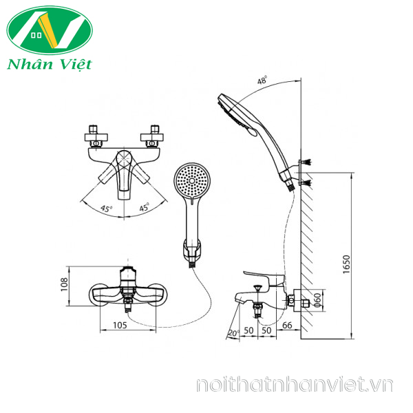 Vòi sen tắm Inax BFV-313S nóng lạnh-0