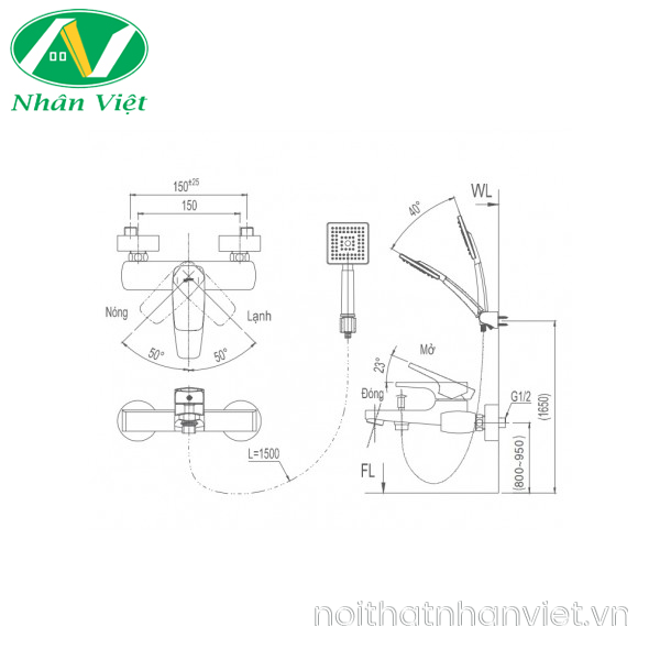 Vòi sen tắm Inax BFV-5003S-5C nóng lạnh-0