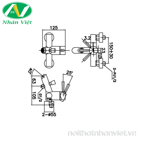 Vòi sen tắm Inax BFV-8000S nóng lạnh-0